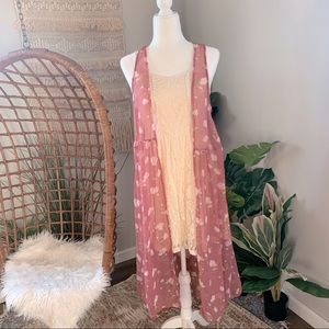 LC floral vest shawl or throw